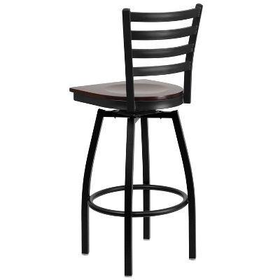Flash Furniture Black Ladder Back Swivel Metal Barstool 6 Flash Furniture Black Ladder Back Swivel Metal Barstool - Image 6