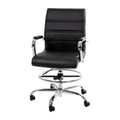 Flash Furniture Mid-Back LeatherSoft Drafting Chair With Adjustable Foot Ring And Chrome Base 24 Flash Furniture Mid-Back LeatherSoft Drafting Chair With Adjustable Foot Ring And Chrome Base -Flash Furniture GUEST 7a9a7a01 097c 4607 b76b 21a46ddd5a0f