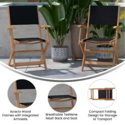 Flash Furniture 2PK All-Weather Acacia Wood And Mesh Folding Bistro Armchairs - Natural/Black 14 Flash Furniture 2PK All-Weather Acacia Wood And Mesh Folding Bistro Armchairs - Natural/Black -Flash Furniture GUEST 7aa3be85 c6f2 4931 b1fb e079653b5759