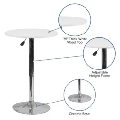 Flash Furniture 23.75'' Round Adjustable Height White Wood Table (Adjustable Range 26.25'' - 35.75'') 5 Flash Furniture 23.75'' Round Adjustable Height White Wood Table (Adjustable Range 26.25'' - 35.75'') -Flash Furniture GUEST 7affcbf4 0860 4de3 853f 9d86e474f003