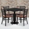 Flash Furniture 30'' Square Black Laminate Table Set With 4 Ladder Back Metal Chairs - Cherry Wood Seat