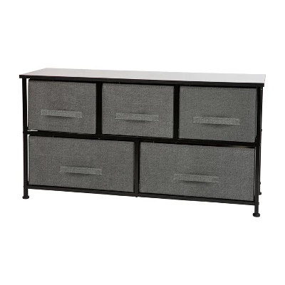 Flash Furniture 5 Drawer Wood Top Cast Iron Frame Storage Dresser With Easy Pull Fabric Drawers 10 Flash Furniture 5 Drawer Wood Top Cast Iron Frame Storage Dresser With Easy Pull Fabric Drawers - Image 10