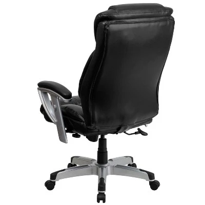 Big & Tall 400 Lb. Rated High Back LeatherSoft Executive Ergonomic Office Chair With Arms Silver/Black Leather - Flash Furniture 2 Big & Tall 400 Lb. Rated High Back LeatherSoft Executive Ergonomic Office Chair With Arms Silver/Black Leather - Flash Furniture - Image 2