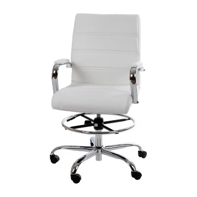 Flash Furniture Mid-Back LeatherSoft Drafting Chair With Adjustable Foot Ring And Chrome Base 13 Flash Furniture Mid-Back LeatherSoft Drafting Chair With Adjustable Foot Ring And Chrome Base - Image 13