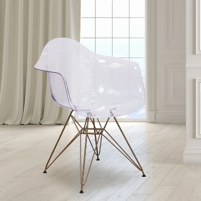 Flash Furniture Alonza Series Transparent Side Chair With Gold Base 1 Flash Furniture Alonza Series Transparent Side Chair With Gold Base