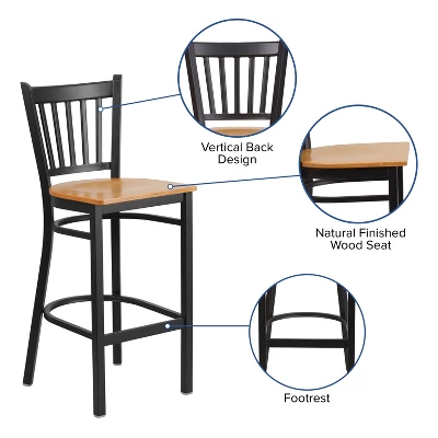 Flash Furniture Black Vertical Back Metal Restaurant Barstool 8 Flash Furniture Black Vertical Back Metal Restaurant Barstool - Image 8