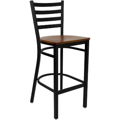 Flash Furniture Black Ladder Back Metal Restaurant Barstool 10 Flash Furniture Black Ladder Back Metal Restaurant Barstool - Image 10