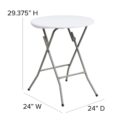 Flash Furniture 2-Foot Round Granite White Plastic Folding Table 3 Flash Furniture 2-Foot Round Granite White Plastic Folding Table - Image 3