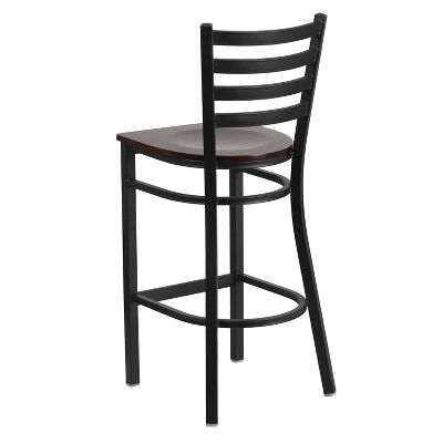 Flash Furniture Black Ladder Back Metal Restaurant Barstool 6 Flash Furniture Black Ladder Back Metal Restaurant Barstool - Image 6