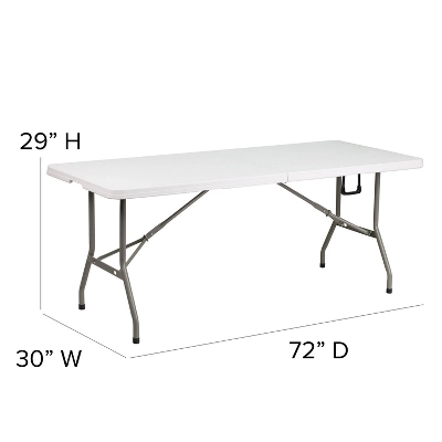 Flash Furniture 6-Foot Bi-Fold Plastic Banquet And Event Folding Table With Carrying Handle 3 Flash Furniture 6-Foot Bi-Fold Plastic Banquet And Event Folding Table With Carrying Handle - Image 3