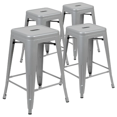 Flash Furniture 24" High Metal Counter-Height, Indoor Bar Stool - Stackable Set Of 4 11 Flash Furniture 24" High Metal Counter-Height, Indoor Bar Stool - Stackable Set Of 4 - Image 11