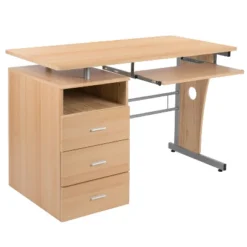 Flash Furniture Computer Desk With Three Drawer Single Pedestal And Pull-Out Keyboard Tray -Flash Furniture GUEST 829a3cc7 7fa3 4707 94c3 0a97a886ae6c