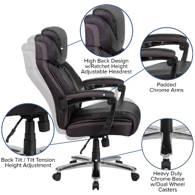 Flash Furniture HERCULES Series Big & Tall 500 Lb. Rated Black LeatherSoft Executive Swivel Ergonomic Office Chair With Adjustable Headrest 2 Flash Furniture HERCULES Series Big & Tall 500 Lb. Rated Black LeatherSoft Executive Swivel Ergonomic Office Chair With Adjustable Headrest - Image 2