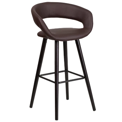 Flash Furniture Brynn Series 29'' High Contemporary Vinyl Rounded Back Barstool With Cappuccino Wood Frame 10 Flash Furniture Brynn Series 29'' High Contemporary Vinyl Rounded Back Barstool With Cappuccino Wood Frame - Image 10