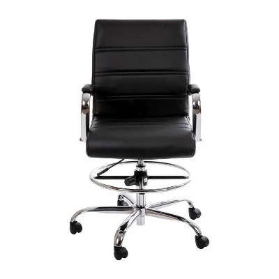 Flash Furniture Mid-Back LeatherSoft Drafting Chair With Adjustable Foot Ring And Chrome Base 2 Flash Furniture Mid-Back LeatherSoft Drafting Chair With Adjustable Foot Ring And Chrome Base - Image 2
