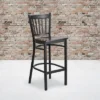 Flash Furniture Black Vertical Back Metal Restaurant Barstool