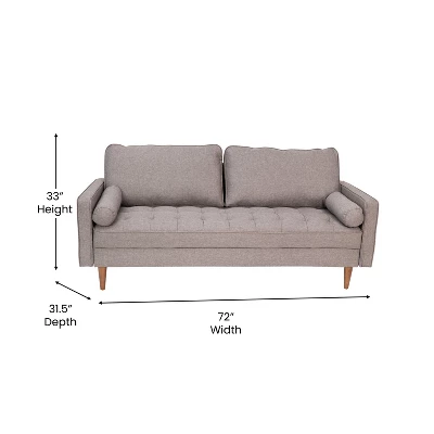 Flash Furniture Hudson Mid-Century Modern Sofa With Tufted Upholstery & Solid Wood Legs 6 Flash Furniture Hudson Mid-Century Modern Sofa With Tufted Upholstery & Solid Wood Legs - Image 6