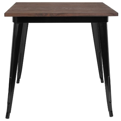 Flash Furniture 31.5" Square Black Metal Indoor Table With Walnut Rustic Wood Top 4 Flash Furniture 31.5" Square Black Metal Indoor Table With Walnut Rustic Wood Top - Image 4