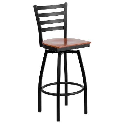 Flash Furniture Black Ladder Back Swivel Metal Barstool 11 Flash Furniture Black Ladder Back Swivel Metal Barstool - Image 11