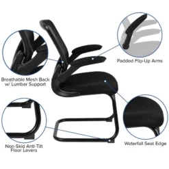 Flash Furniture Black Mesh Sled Base Side Reception Chair With Flip-Up Arms 14 Flash Furniture Black Mesh Sled Base Side Reception Chair With Flip-Up Arms -Flash Furniture GUEST 88a6258d 1a70 46e6 b3f8 6a572e737724