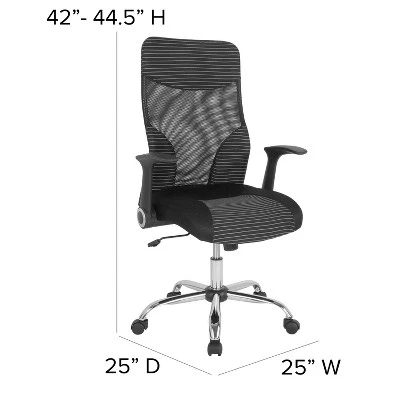 Flash Furniture Milford High Back Ergonomic Office Chair With Contemporary Mesh Design In Black And White 3 Flash Furniture Milford High Back Ergonomic Office Chair With Contemporary Mesh Design In Black And White - Image 3