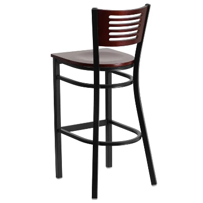 Flash Furniture Black Decorative Slat Back Metal Restaurant Barstool 2 Flash Furniture Black Decorative Slat Back Metal Restaurant Barstool - Image 2
