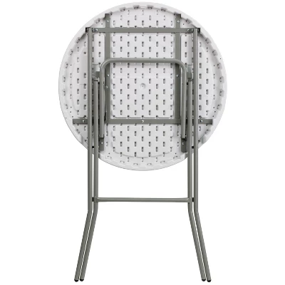 Flash Furniture 2.6-Foot Round Granite White Plastic Bar Height Folding Table 5 Flash Furniture 2.6-Foot Round Granite White Plastic Bar Height Folding Table - Image 5