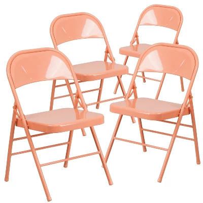 Flash Furniture 4 Pack HERCULES COLORBURST Series Triple Braced & Double Hinged Metal Folding Chair 12 Flash Furniture 4 Pack HERCULES COLORBURST Series Triple Braced & Double Hinged Metal Folding Chair - Image 12
