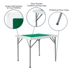 Flash Furniture 34.5" Square 4-Player Folding Card Game Table With Green Playing Surface And Cup Holders 11 Flash Furniture 34.5" Square 4-Player Folding Card Game Table With Green Playing Surface And Cup Holders -Flash Furniture GUEST 8e4049bf 8136 4a40 96da 886c7d33ed3f