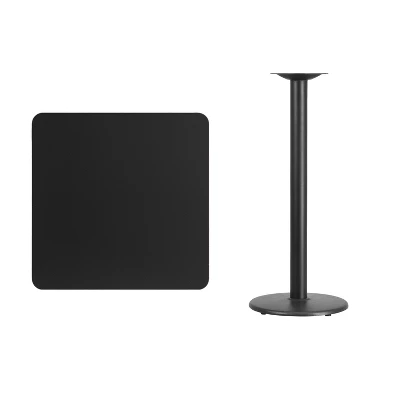 Flash Furniture 30'' Square Laminate Table Top With 18'' Round Bar Height Table Base 1 Flash Furniture 30'' Square Laminate Table Top With 18'' Round Bar Height Table Base