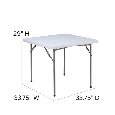 Flash Furniture 2.81-Foot Square Granite White Plastic Folding Table 2 Flash Furniture 2.81-Foot Square Granite White Plastic Folding Table - Image 2