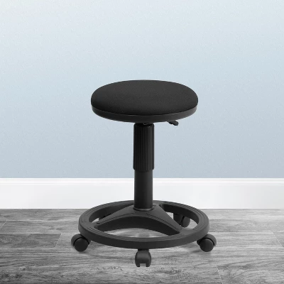 Flash Furniture Black Ergonomic Stool With Foot Ring 1 Flash Furniture Black Ergonomic Stool With Foot Ring