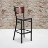 Flash Furniture Black Decorative Slat Back Metal Restaurant Barstool