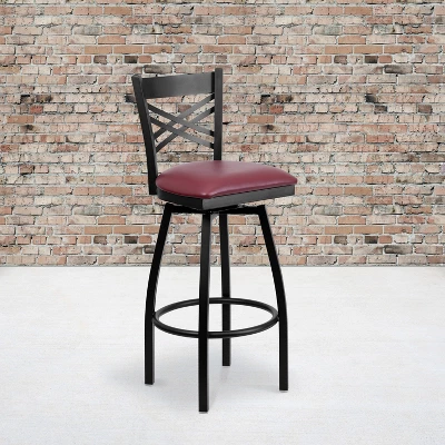 Flash Furniture Black ''X'' Back Swivel Metal Barstool 1 Flash Furniture Black ''X'' Back Swivel Metal Barstool