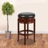 Flash Furniture 29'' High Backless Wood Barstool With Carved Apron And LeatherSoftSoft Swivel Seat