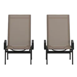 Flash Furniture Brazos Set Of 2 Adjustable Chaise Lounge Chairs With Arms, All-Weather Outdoor Five-Position Recliners -Flash Furniture GUEST 9b23317e c63f 4ca2 8807 5a145b255980