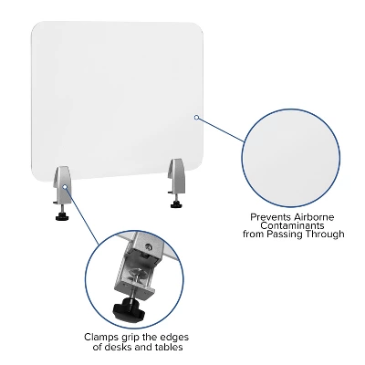Flash Furniture Clear Acrylic Desk Partition (Hardware Included) 2 Flash Furniture Clear Acrylic Desk Partition (Hardware Included) - Image 2