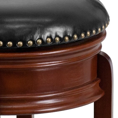 Flash Furniture 24'' High Backless Wood Counter Height Stool With Carved Apron And LeatherSoftSoft Swivel Seat 8 Flash Furniture 24'' High Backless Wood Counter Height Stool With Carved Apron And LeatherSoftSoft Swivel Seat - Image 8
