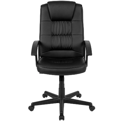Flash Furniture Biscayne Flash Fundamentals High Back Black LeatherSoft-Padded Task Office Chair With Arms 2 Flash Furniture Biscayne Flash Fundamentals High Back Black LeatherSoft-Padded Task Office Chair With Arms - Image 2