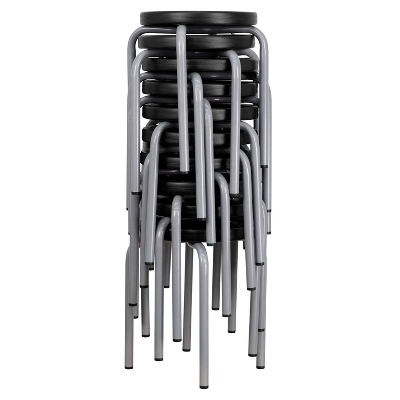 Flash Furniture Stackable Stool With Silver Powder Coated Frame 2 Flash Furniture Stackable Stool With Silver Powder Coated Frame - Image 2