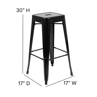 Flash Furniture 30" High Metal Indoor Bar Stool - Stackable Set Of 4 4 Flash Furniture 30" High Metal Indoor Bar Stool - Stackable Set Of 4 - Image 4