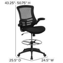 Flash Furniture Mid-Back Black Mesh Ergonomic Drafting Chair With Adjustable Foot Ring And Flip-Up Arms 15 Flash Furniture Mid-Back Black Mesh Ergonomic Drafting Chair With Adjustable Foot Ring And Flip-Up Arms -Flash Furniture GUEST 9e5085db 0ca3 478e be77 a16d0d3eb8f5