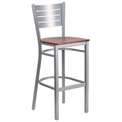 Flash Furniture Silver Slat Back Metal Restaurant Barstool 11 Flash Furniture Silver Slat Back Metal Restaurant Barstool - Image 11