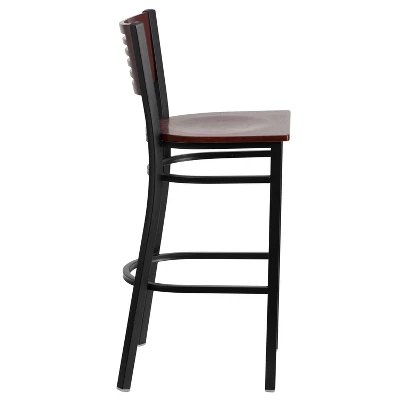 Flash Furniture Black Decorative Slat Back Metal Restaurant Barstool 3 Flash Furniture Black Decorative Slat Back Metal Restaurant Barstool - Image 3