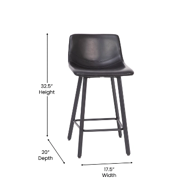 Flash Furniture Caleb Modern Armless 24 Inch Counter Height Stools Commercial Grade With Footrests And Matte Metal Frames, Set Of 2 6 Flash Furniture Caleb Modern Armless 24 Inch Counter Height Stools Commercial Grade With Footrests And Matte Metal Frames, Set Of 2 - Image 6