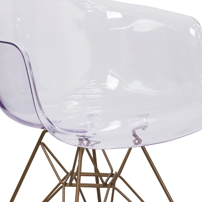 Flash Furniture Alonza Series Transparent Side Chair With Gold Base 5 Flash Furniture Alonza Series Transparent Side Chair With Gold Base - Image 5