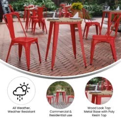 Flash Furniture Declan Commercial Grade Indoor/Outdoor Dining Table, 23.75" Round All Weather Poly Resin Top With Steel Base -Flash Furniture GUEST a088b3bd ead7 4977 8423 4a4e30c3aabd