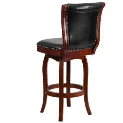Flash Furniture 30'' High Wood Barstool With Button Tufted Back And LeatherSoft Swivel Seat