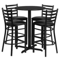 Flash Furniture 30'' Round Laminate Table Set With X-Base And 4 Ladder Back Metal Barstools 22 Flash Furniture 30'' Round Laminate Table Set With X-Base And 4 Ladder Back Metal Barstools -Flash Furniture GUEST a18c476f 7c16 4206 b281 39f769e0a212