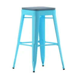 Flash Furniture Cierra Set Of 4 Commercial Grade 30" High Backless Metal Indoor Bar Height Stools With All-Weather Poly Resin Seats -Flash Furniture GUEST a264a558 5938 4d57 bb3c c895f1cddfc7